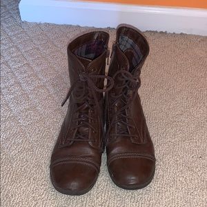 Brown combat boots